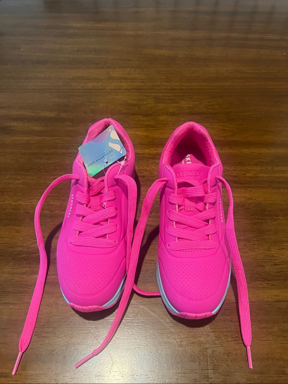 Skechers Bright Pink Platform Lace-Up Sneakers